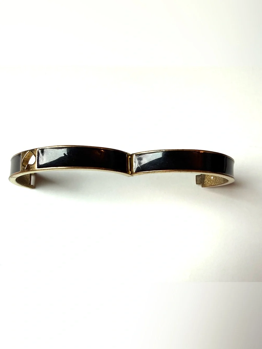 kate spade Gold and Black Heart Cutout Enamel Bangle Bracelet - Picture 6 of 7